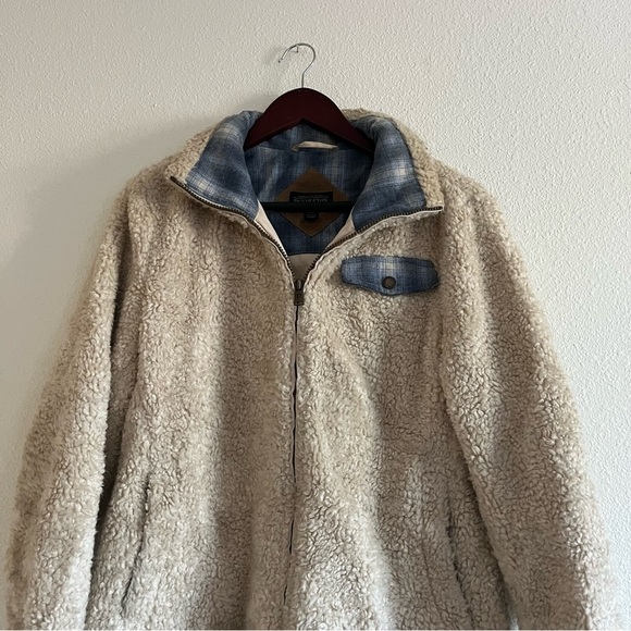 Pendleton Cream Sherpa Shearling Fuzzy Fleece Zip Up Jacket Women's Size Medium - Picture 7 of 14